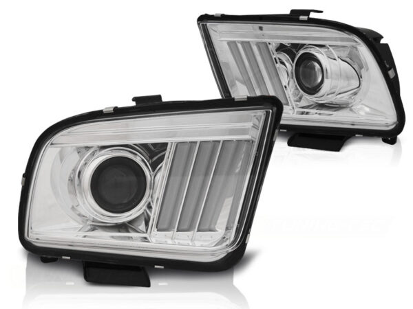 Frontlykter Ford Mustang 04-09 Tube Lights Krom – bilde 2 av 2