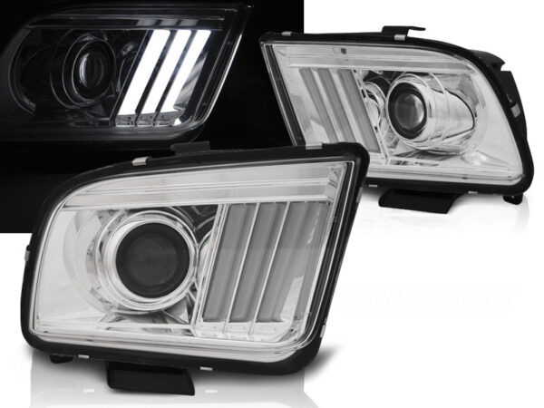 Frontlykter Ford Mustang 04-09 Tube Lights Krom – bilde 1 av 2