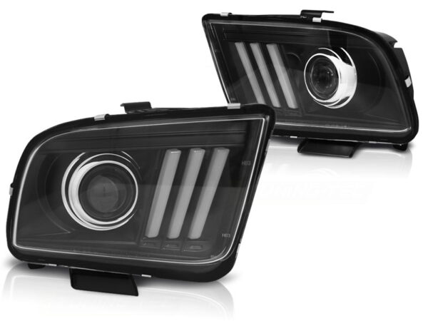 Frontlykter Ford Mustang 04-09 Tube Lights Svart – bilde 2 av 2
