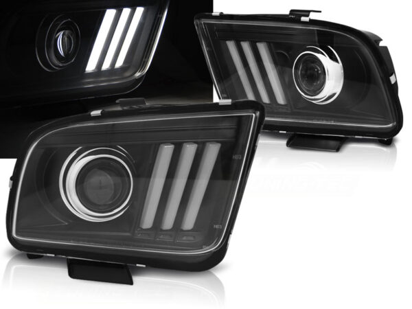 Frontlykter Ford Mustang 04-09 Tube Lights Svart – bilde 1 av 2