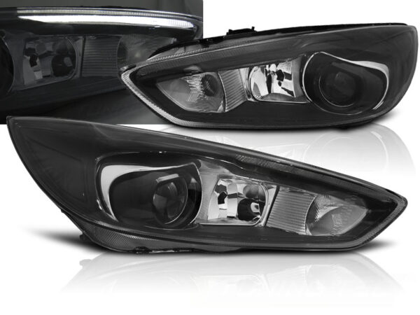 Frontlykter Ford Focus Mk3 14-18 Svart LED DRL (LED OEM) – bilde 1 av 2