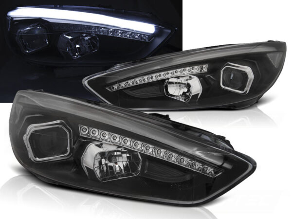 Frontlykter Ford Focus Mk3 15-18 Svart DRL LED – bilde 1 av 2