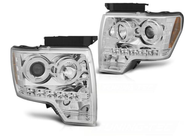 Frontlykter Ford F150 Mk12 08-14 Angel Eyes Krom – bilde 2 av 2
