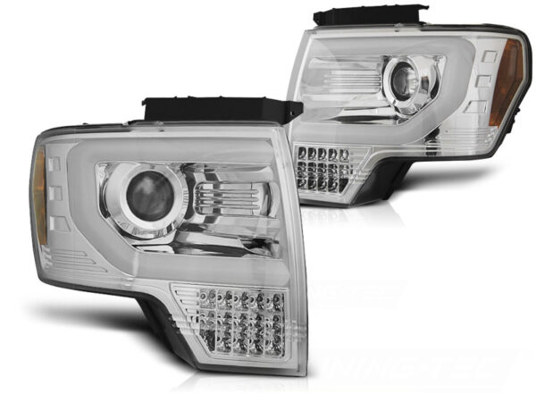 Frontlykter Ford F150 Mk12 08-14 Tube Lights Krom – bilde 2 av 2