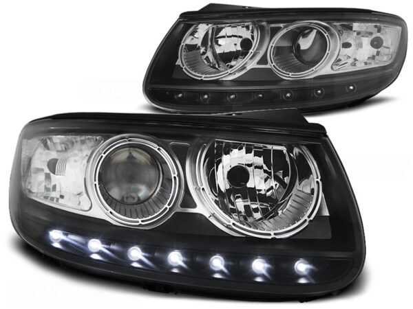 Frontlykter Hyundai Santa Fe 06.06-12 Daylight Svart – bilde 2 av 2