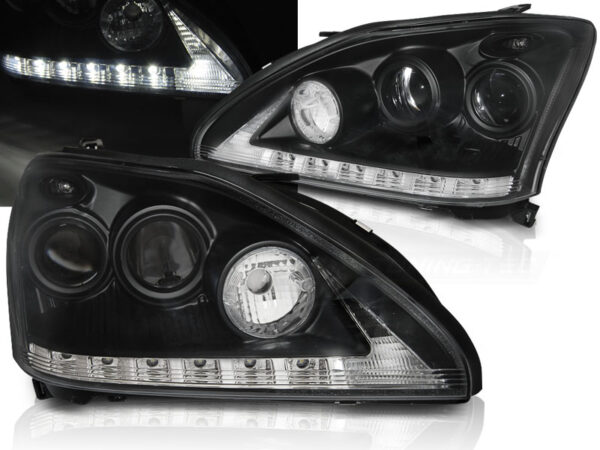 Frontlykter Lexus Rx 330/350 03-08 Tube Lights Svart – bilde 1 av 2