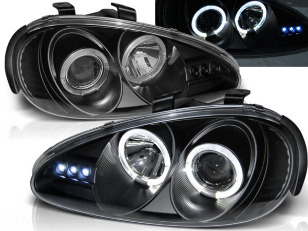 Frontlykter Mazda Mx3 91-98 Angel Eyes Svart – bilde 1 av 2