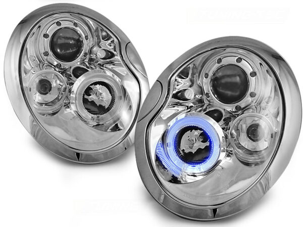 Frontlykter BMW MINI (Cooper) 01-04 Angel Eyes Krom