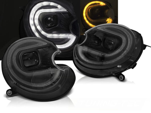 Frontlykter BMW MINI (Cooper) 06-14 Tube Lights Svart LED HID – bilde 1 av 2