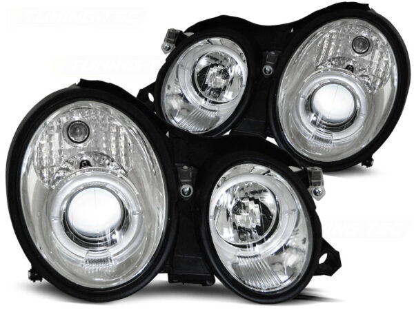 Frontlykter Mercedes W208 CLK 03.97-04.02 Angel Eyes Krom