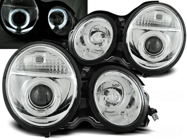 Frontlykter Mercedes W210 E-Class 95-05.99 Angel Eyes Krom – bilde 1 av 2