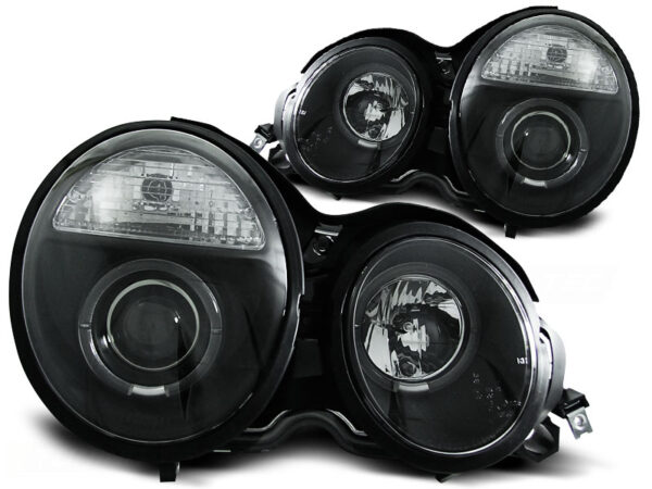 Frontlykter Mercedes W210 E-Class 95-05.99 Angel Eyes Svart – bilde 2 av 2