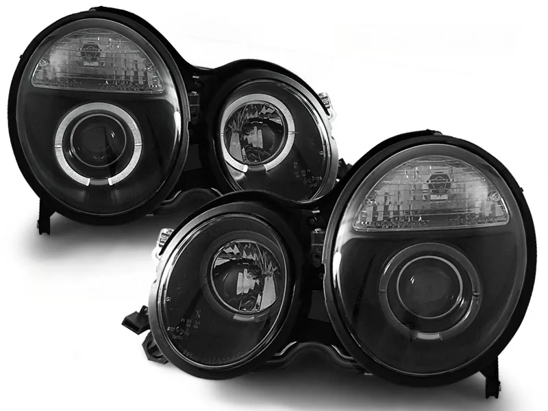 Frontlykter Mercedes W210 E-Klasse 06.99-02 Angel Eyes Black