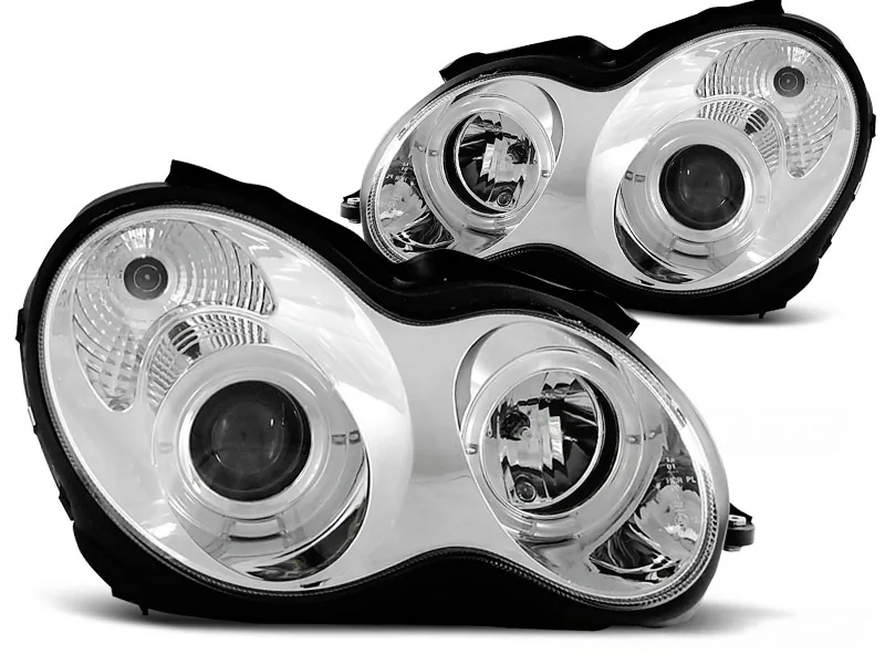Frontlykter Mercedes W203 C-Klasse 07.00-03.04 Angel Eyes Chrome - Bilde 2