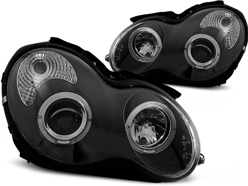 Frontlykter Mercedes W203 C-Klasse 07.00-03.04 Angel Eyes Black - Bilde 2