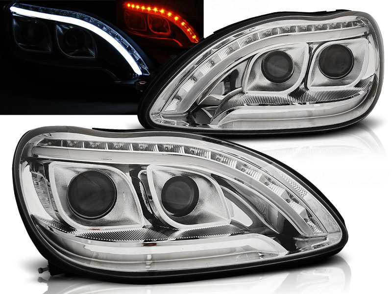 Frontlykter Mercedes W220 S-Klasse 09.98-05.05 Tube Light Chrome