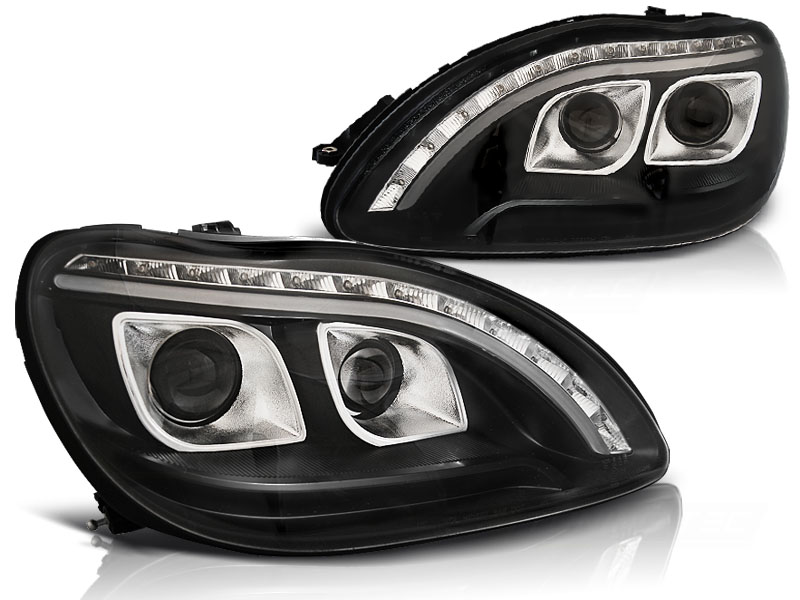 Frontlykter Mercedes W220 S-Klasse 09.98-05.05 Tube Lights Black - Bilde 2