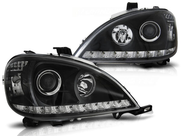 Frontlykter Mercedes W163 ML M-Class 03.98-08.01 Daylight Svart
