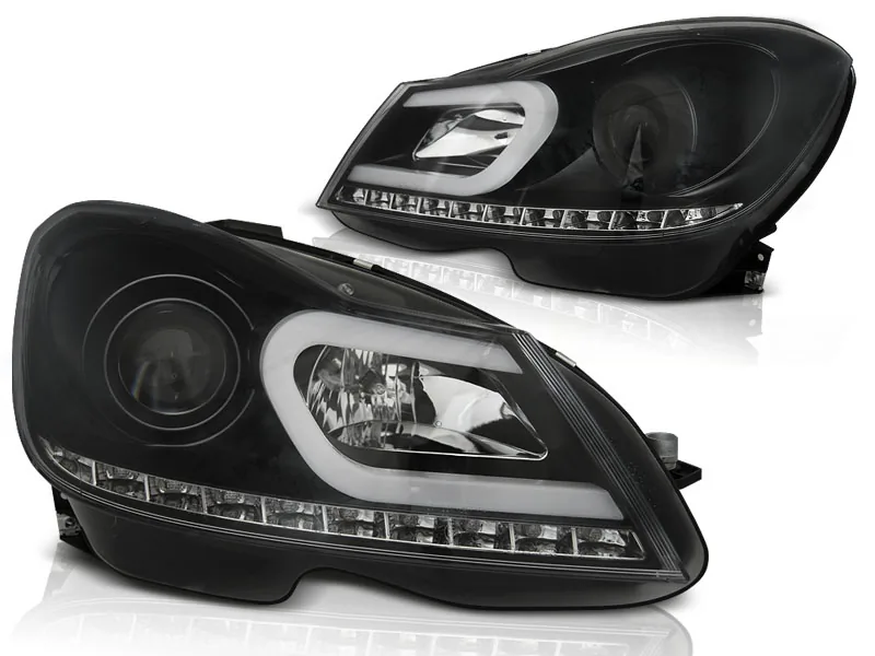 Frontlykter Mercedes W204 11-14 Tube Lights Black - Bilde 2