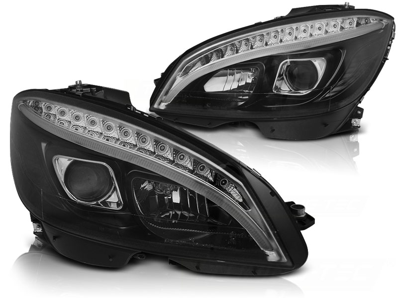 Frontlykter Mercedes W204 07-10 Tube Lights Black - Bilde 2