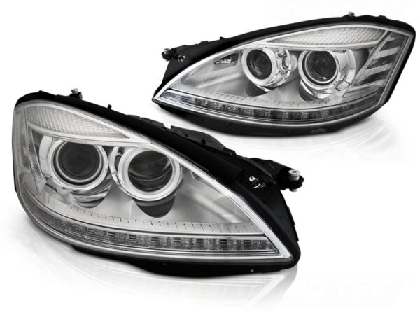 Frontlykter Mercedes W221 05-09 Xenon Daylight Krom SEQ – bilde 2 av 2