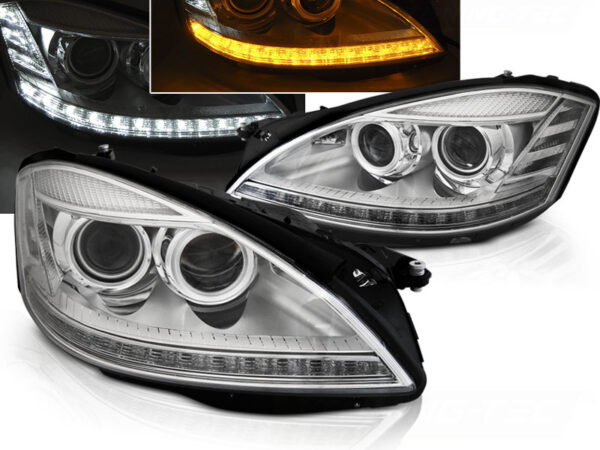 Frontlykter Mercedes W221 05-09 Xenon Daylight Krom SEQ – bilde 1 av 2