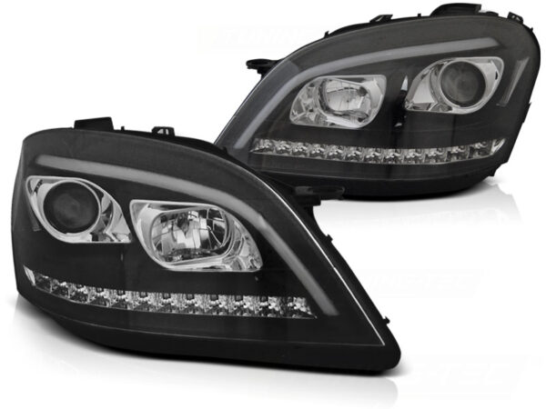 Frontlykter Mercedes W164 ML M-Class 05-07 Tube Lights Svart SEQ – bilde 2 av 2