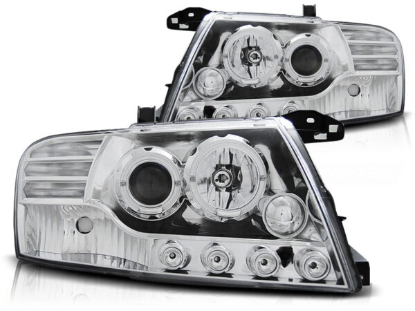Frontlykter Mitsubishi Pajero V60 00-06 Angel Eyes Krom – bilde 2 av 2
