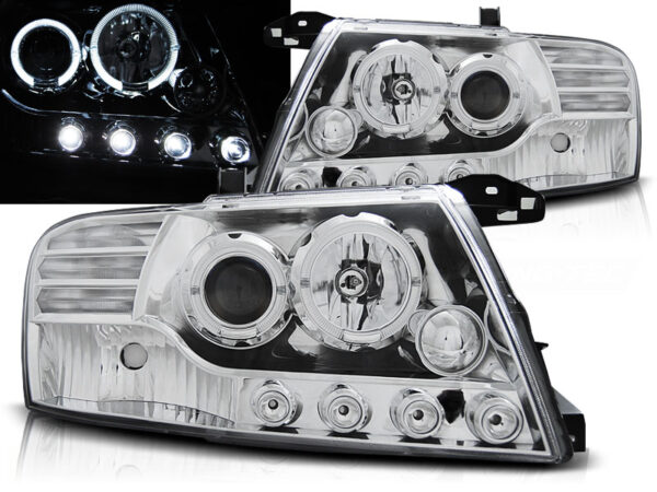 Frontlykter Mitsubishi Pajero V60 00-06 Angel Eyes Krom – bilde 1 av 2