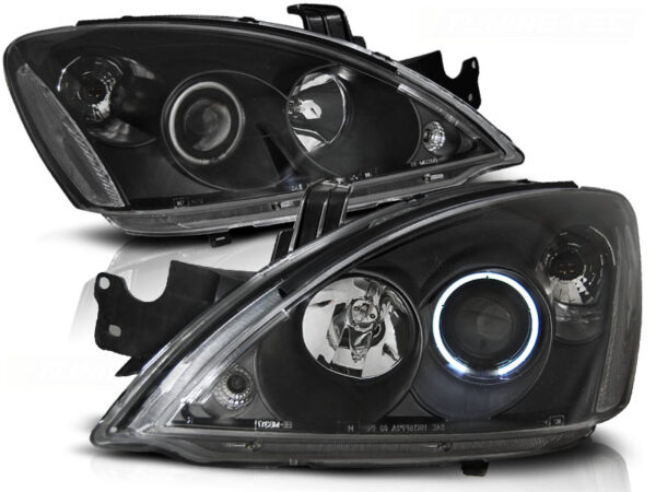 Frontlykter Mitsubishi Lancer 7 04-07 Angel Eyes Svart