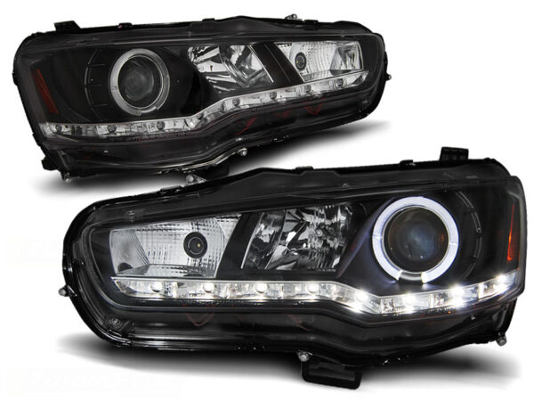 Frontlykter Mitsubishi Lancer 8 08-16 Daylight Svart – bilde 2 av 2