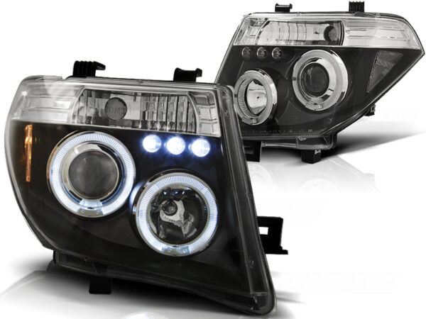 Frontlykter Nissan Navara D40/Pathfinder 05-10 Angel Eyes Svart – bilde 2 av 2