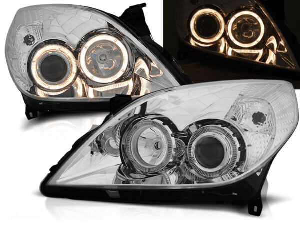Frontlykter Opel Vectra C 05-08 Angel Eyes Krom – bilde 1 av 2