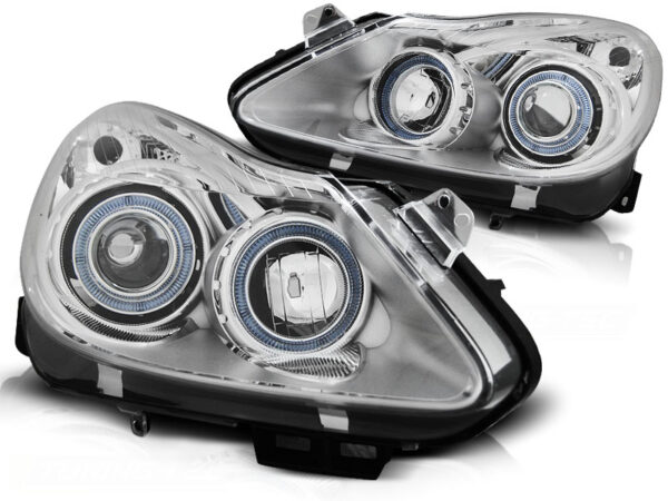 Frontlykter Opel Corsa D 04.06-11 Angel Eyes Krom – uten AFS – bilde 2 av 2