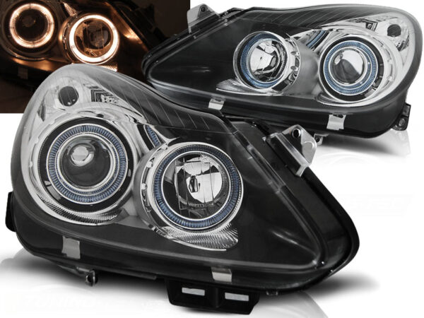 Frontlykter Opel Corsa D 04.06-11 Angel Eyes Svart – uten AFS – bilde 1 av 2