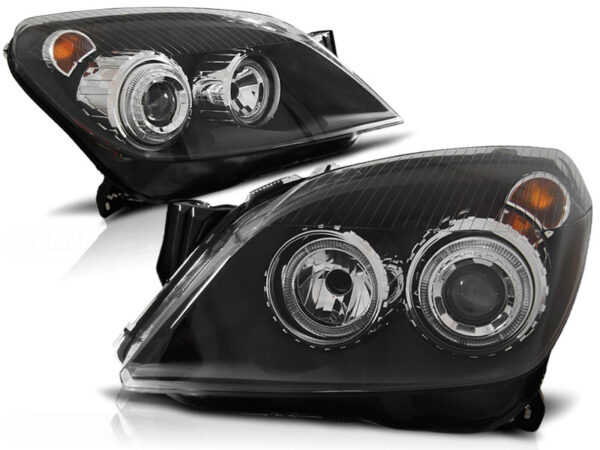 Frontlykter Opel Astra H 03.04-09 Angel Eyes Svart – bilde 2 av 2