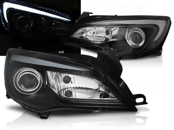 Frontlykter Opel Astra J 10-15 Tube Lights Svart – bilde 1 av 2