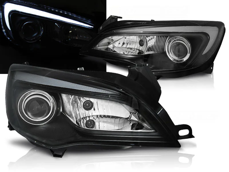 Frontlykter Opel Astra J 10-15 Tube Light Black
