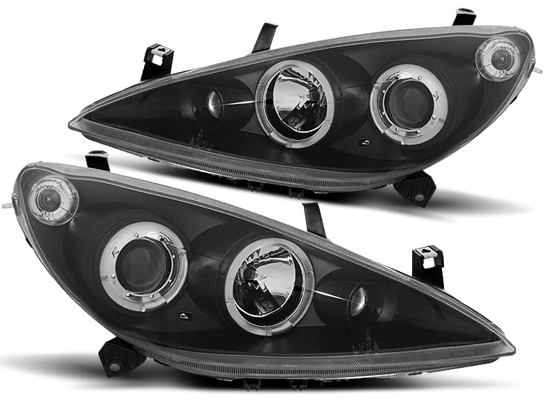 Frontlykter Peugeot 307 04.01-06.05 Angel Eyes Black - Bilde 2