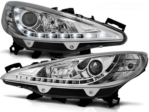 Frontlykter Peugeot 207 05.06-06.12 Daylight Krom