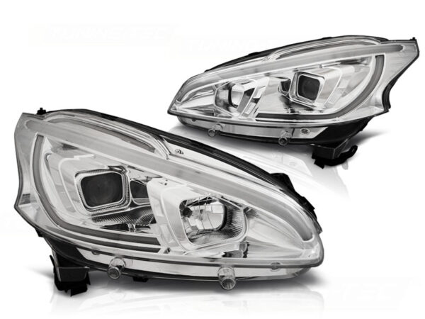 Frontlykter Peugeot 208 4.12-06.15 Tube Lights Krom – bilde 2 av 2