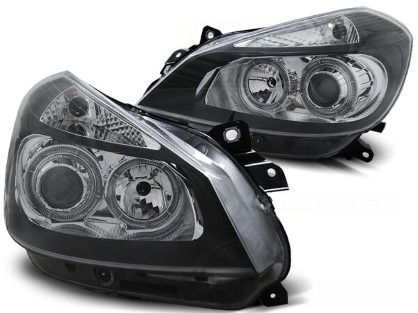 Frontlykter Renault Clio 3 05-09 Svart Angel Eyes – bilde 2 av 2