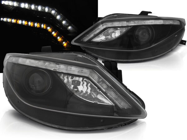 Frontlykter Seat Ibiza 6J 06.08-12 Daylight Svart With LED Blinklys – bilde 1 av 2