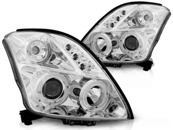 Frontlykter Suzuki Swift 05.05-10 Angel Eyes Krom – bilde 2 av 2
