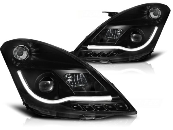 Frontlykter Suzuki Swift V 10-16 Tube Lights Svart – bilde 2 av 2
