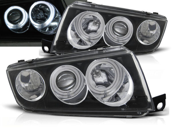Frontlykter Skoda Fabia I 12.99-08 Angel Eyes Svart – bilde 1 av 2