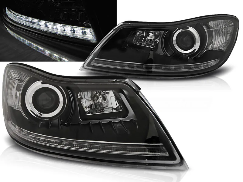 Frontlykter Skoda Octavia 09-12 Daylight Black
