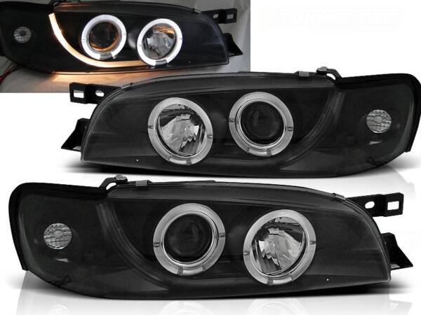 Frontlykter Subaru Impreza 05.93-10.00 Angel Eyes Svart – bilde 1 av 2