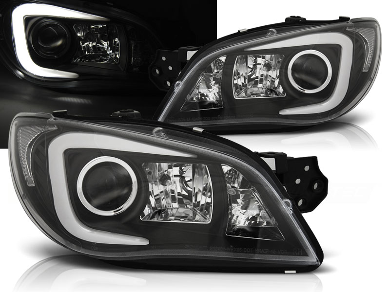 Frontlykter Subaru Impreza II GD 06-07 Tube Lights Black HID
