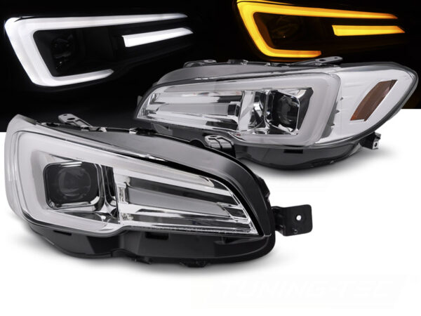 Frontlykter Subaru WRX 14-22 LED DRL Krom – for halogen – bilde 1 av 2